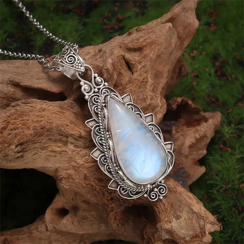 Antieke maansteen ketting | Goud
