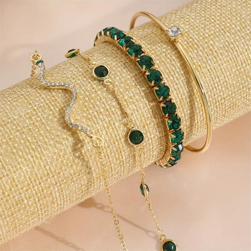 Armbandenset met groene edelstenen