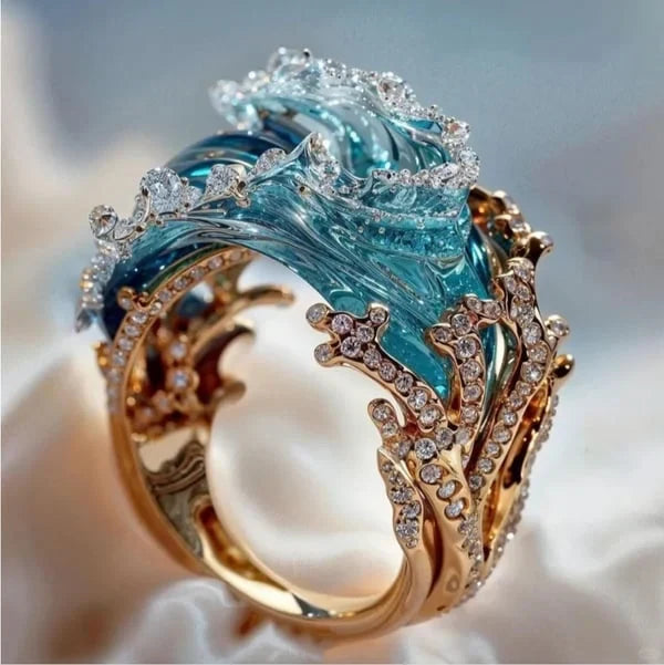 Azuurblauwe belofte ring | 18k goud