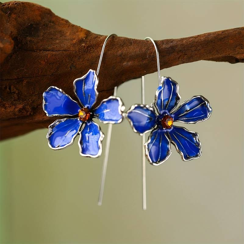 Blauwe vintage bloemoorbellen