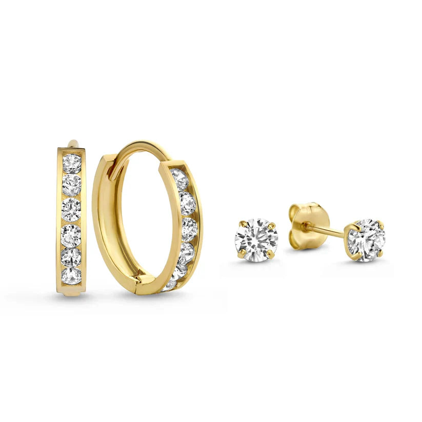 Brillane oorbellen set met steentjes
