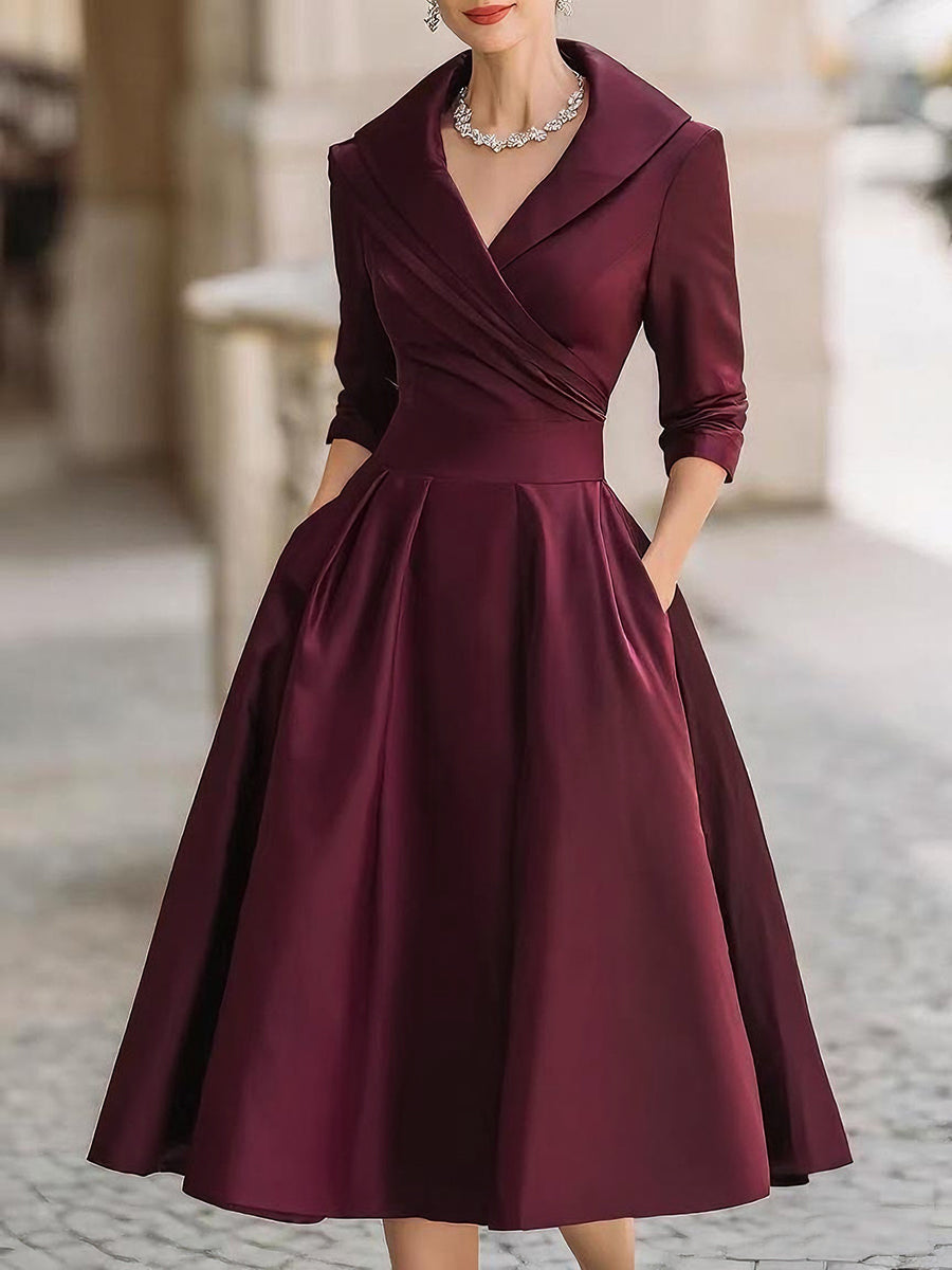 Midi Jurk met Overslagdetail
