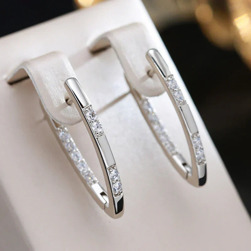Exquisite oorbellen met zirkonia | Witgoud