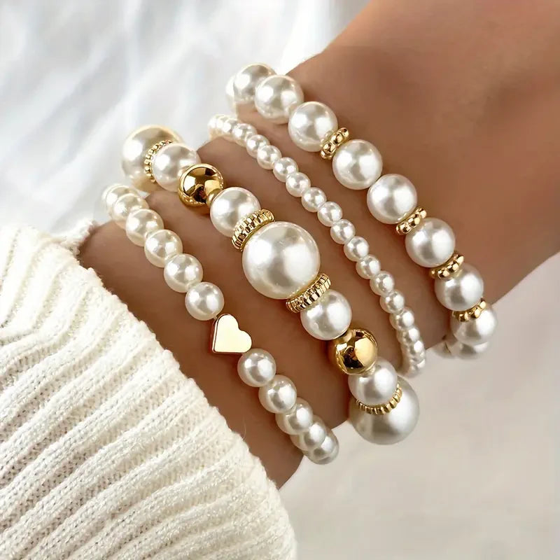 Exquisite parelarmbandenset | Goud