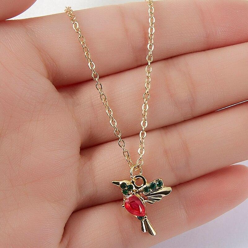 Kolibrie ketting van emaille en zirkonia