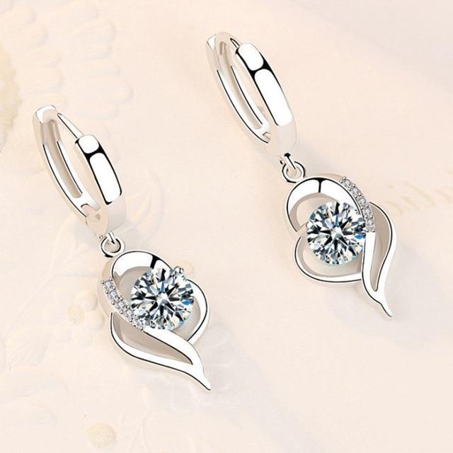 Oorbellen met bloemmotief, ingelegd met 925 sterling zilver en zirkonia