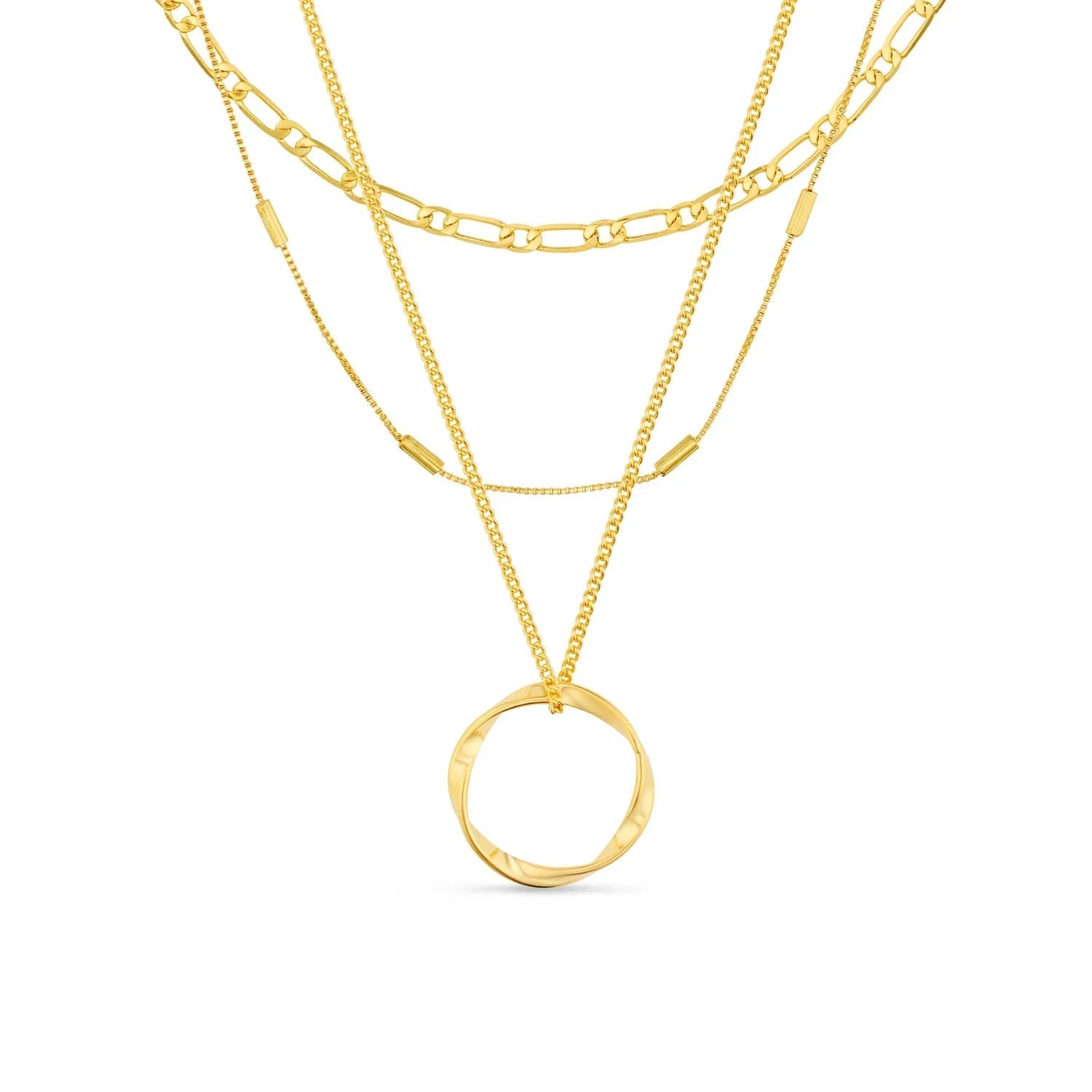 Open cirkel ketting met drie rijen