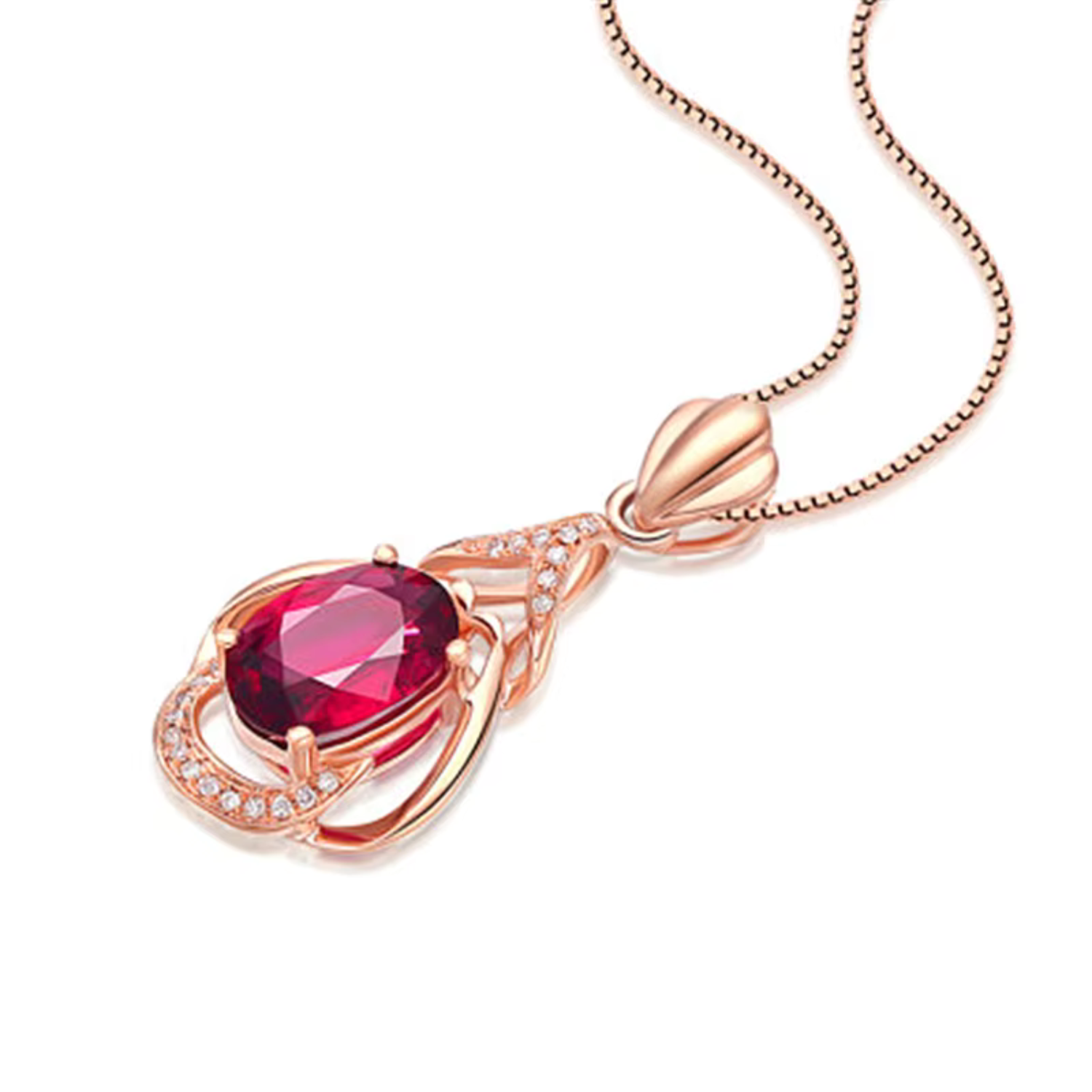 Prachtige rode kristallen gouden ketting