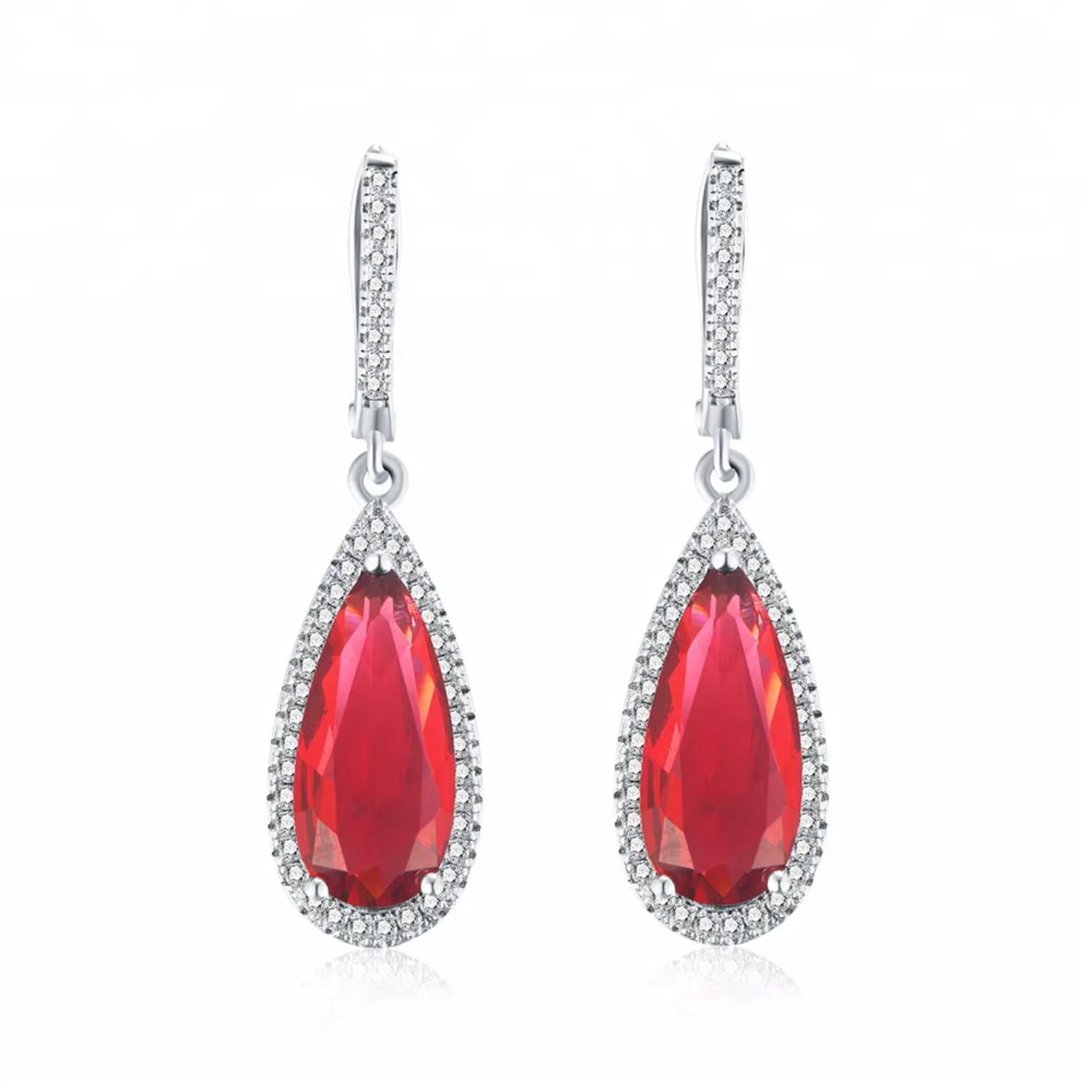 Rode strass sieradenset met zirkonia steentjes
