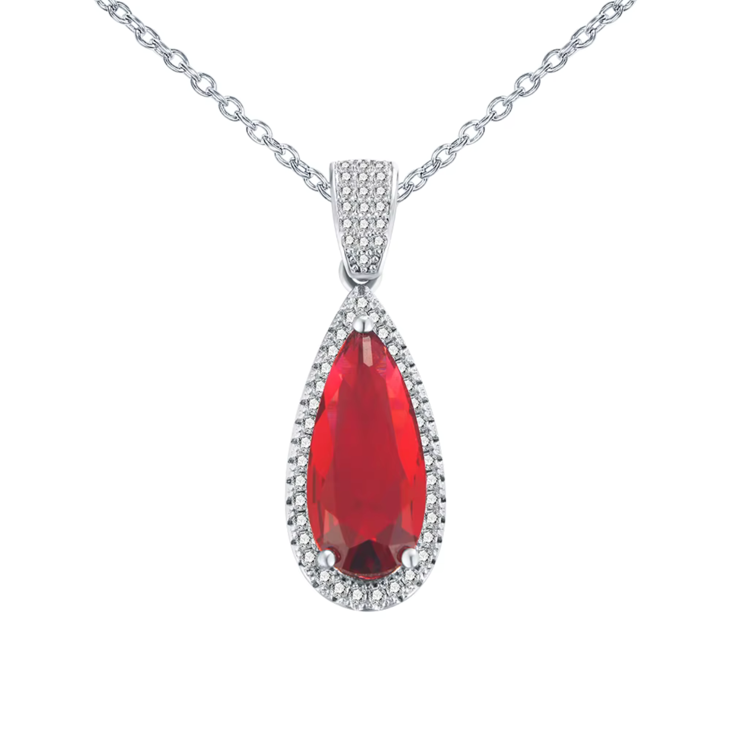 Rode strass sieradenset met zirkonia steentjes