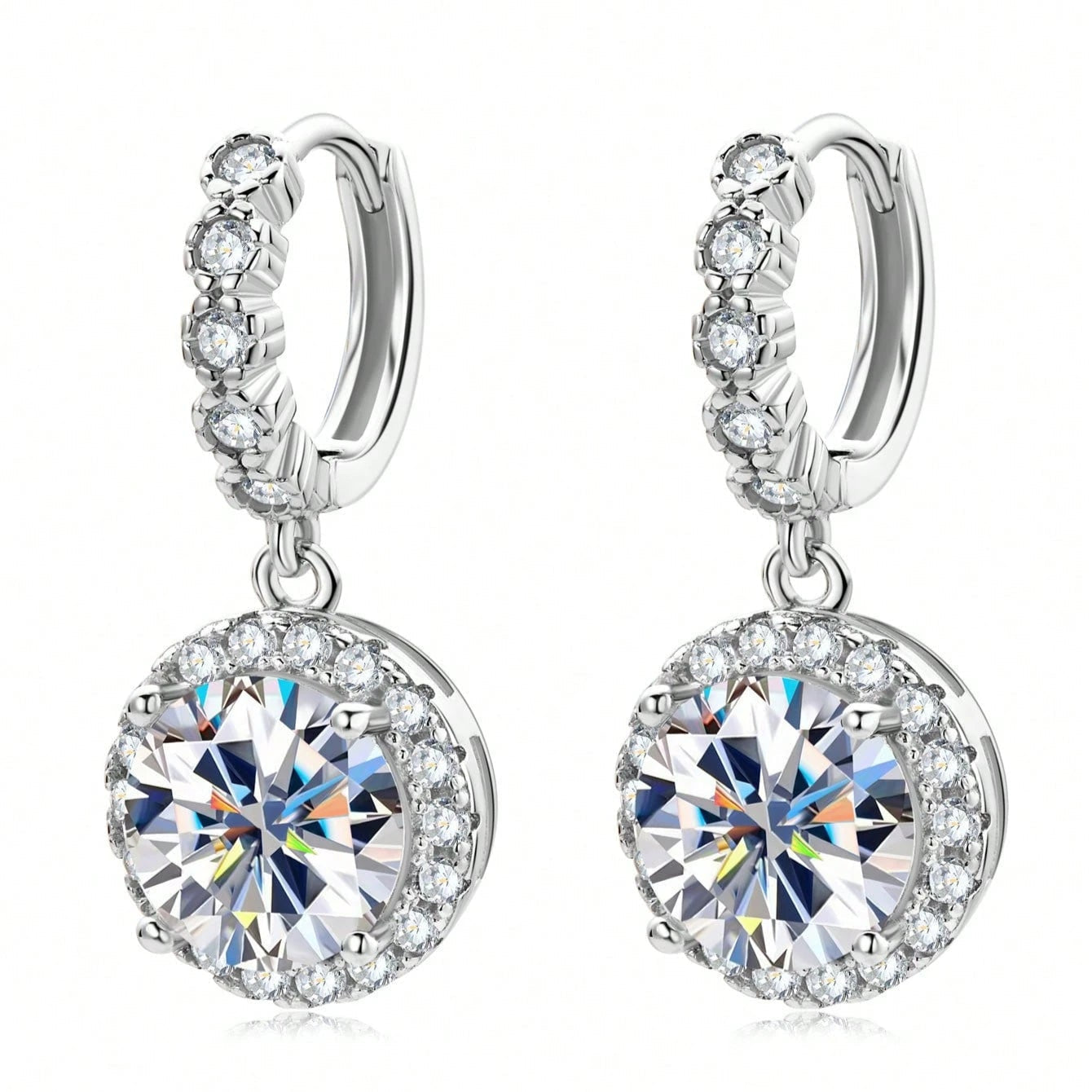 Ronde oorbellen met moissanite steentjes