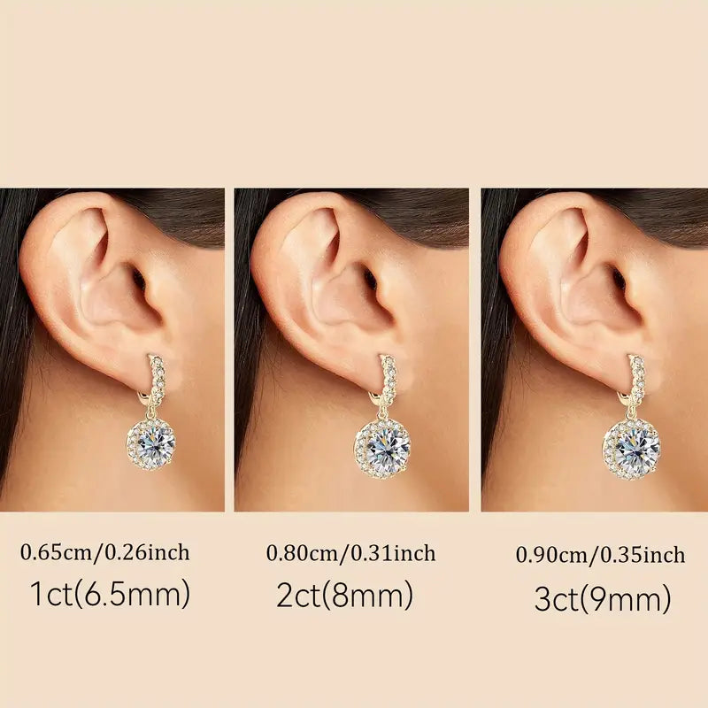 Ronde oorbellen met moissanite steentjes
