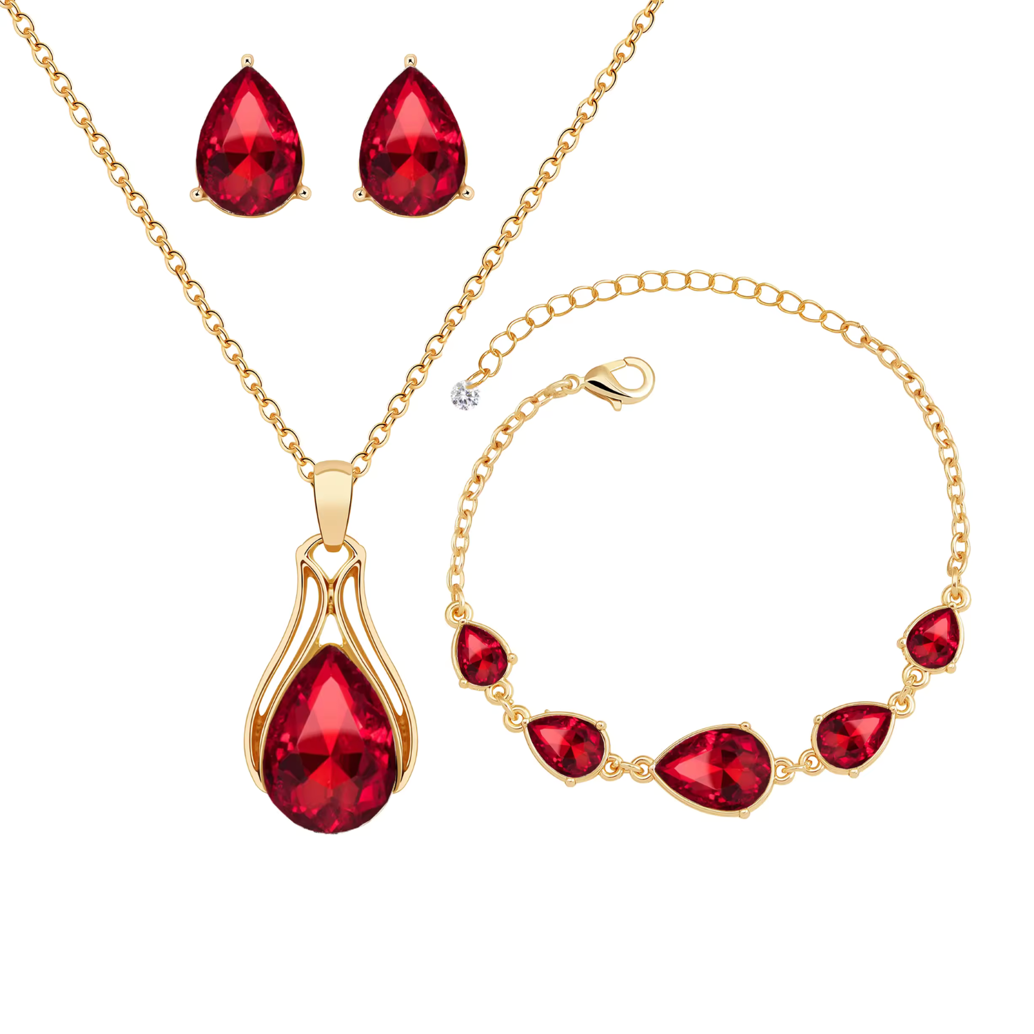 Sieradenset met ingelegde strass-steentjes