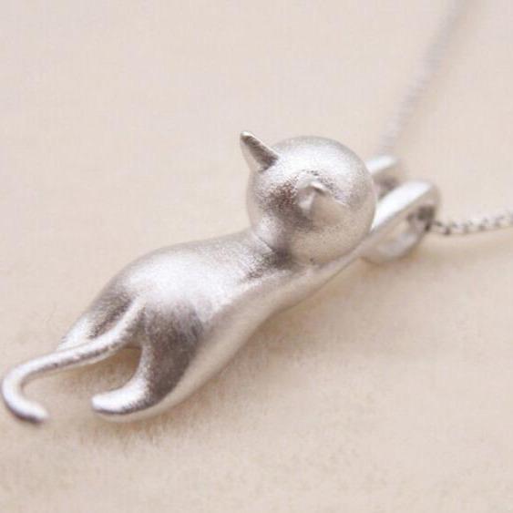 Speelse kattenketting van 925 sterling zilver