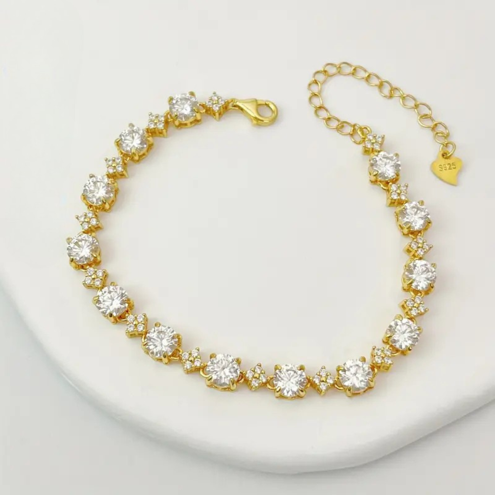 Verguld tennisarmbandje met moissanite