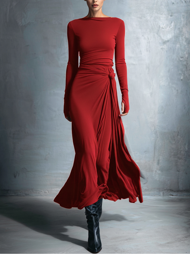Maxi Jurk met Drapedetail