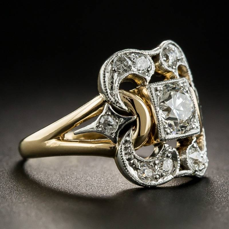 Vintage gouden ring met zirkonia