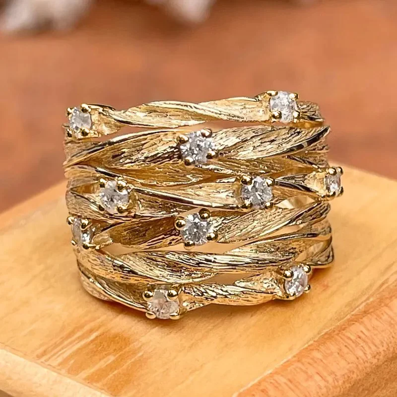 Vintage gouden zirkonia ring