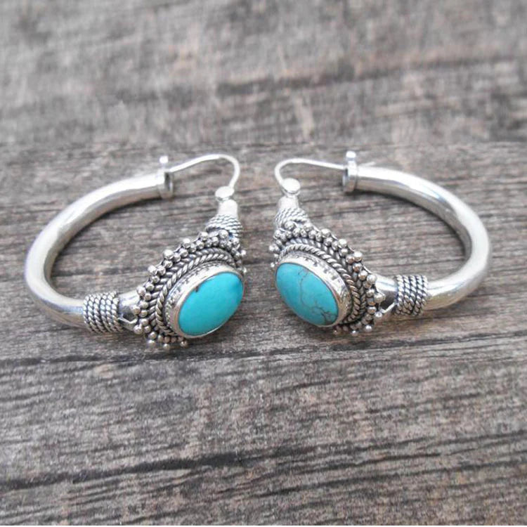 Vintage turquoise oorbellen