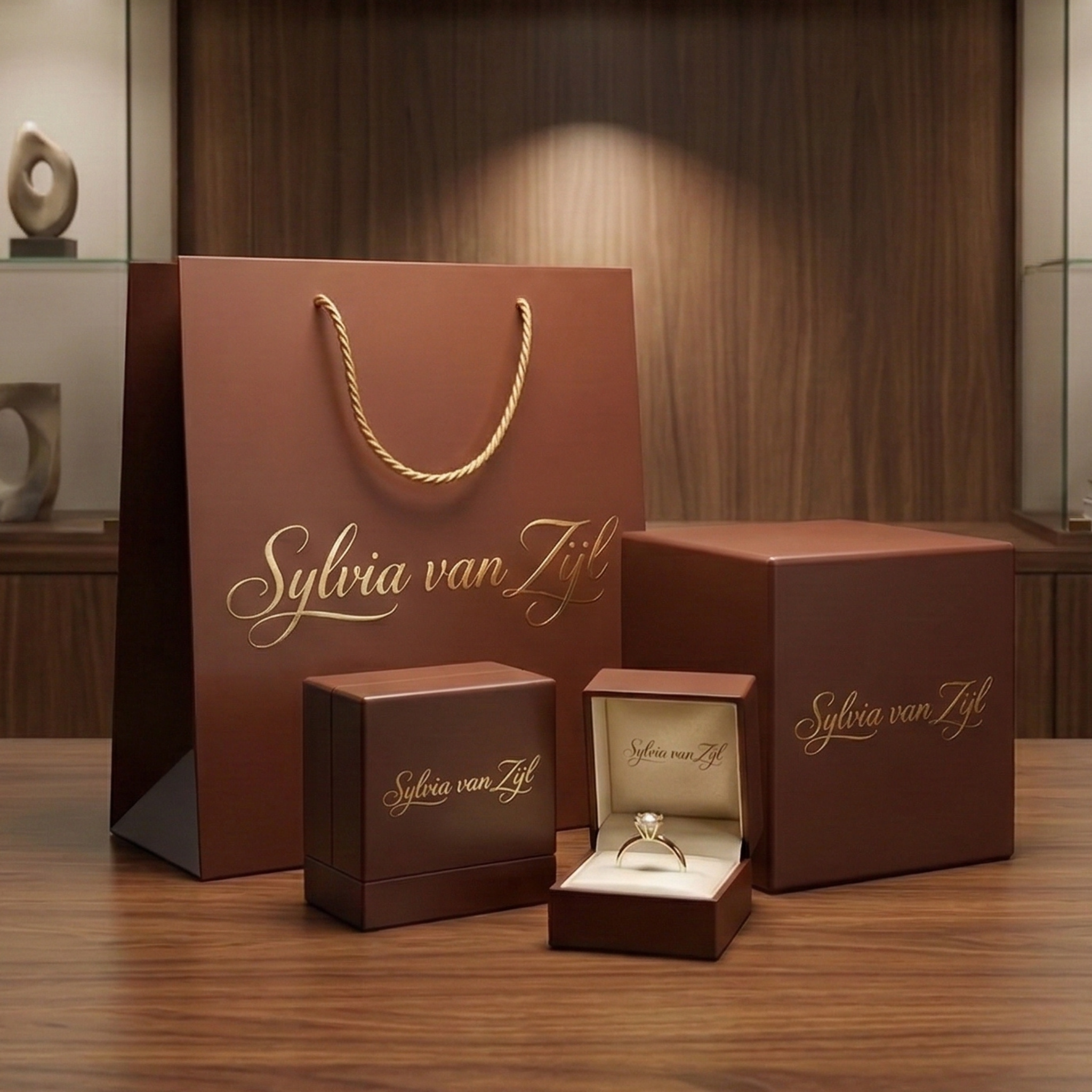 Vintage gouden en zirkonia ringenset