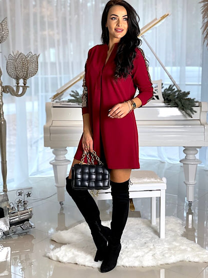 Mini Jurk met Glitter Mouwdetails