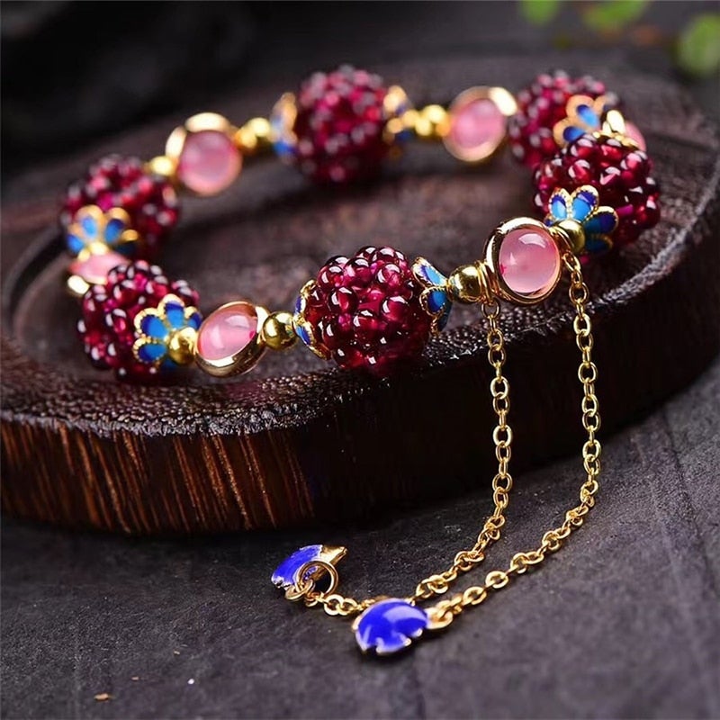 Armband met bessen van natuursteen