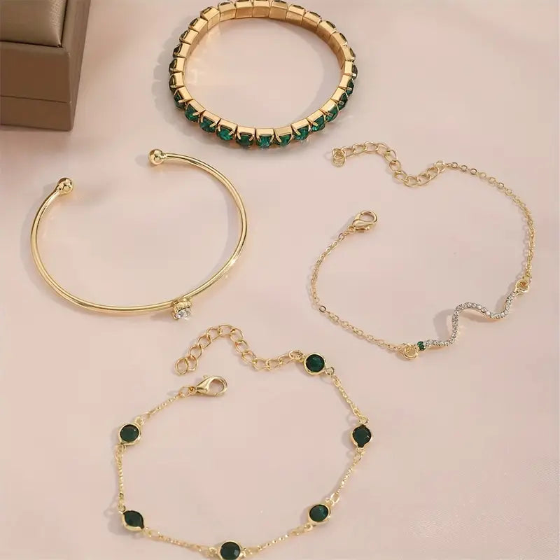 Armbandenset met groene edelstenen