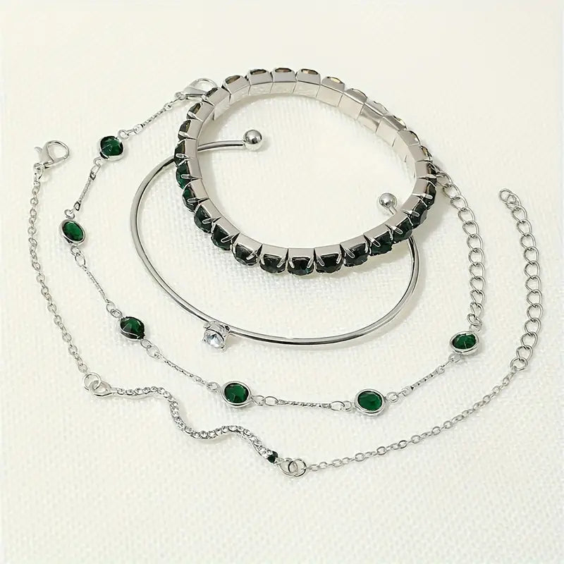 Armbandenset met groene edelstenen