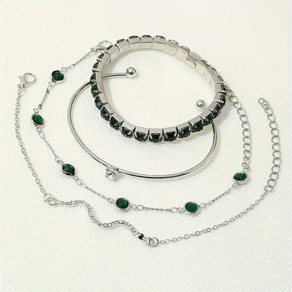 Armbandenset met groene edelstenen