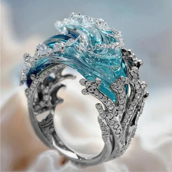 Azuurblauwe belofte ring | 18k goud