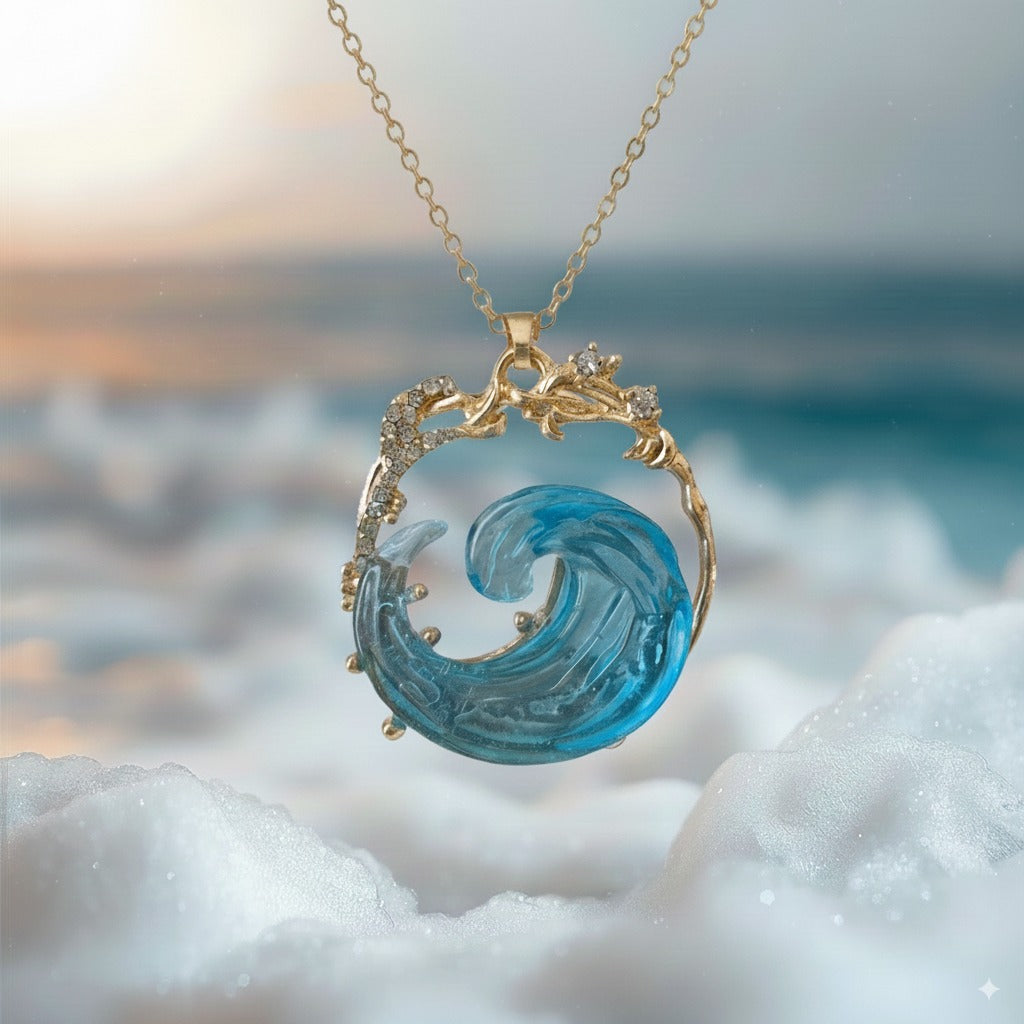 Azuurblauwe belofteketting | Goud