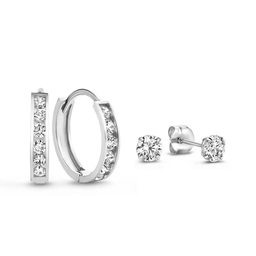 Brillane oorbellen set met steentjes