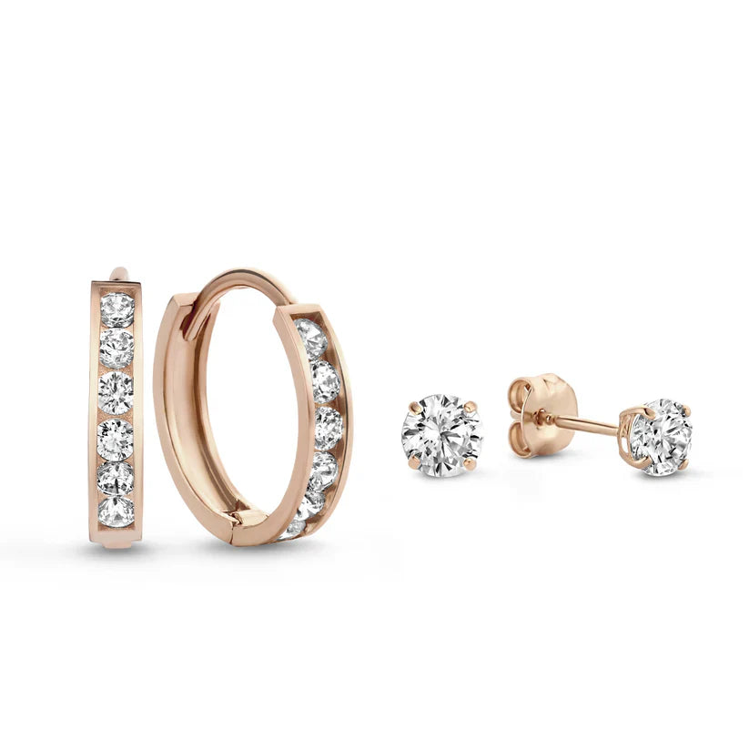 Brillane oorbellen set met steentjes