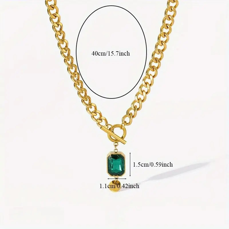 Dikke ketting met smaragdgouden hanger