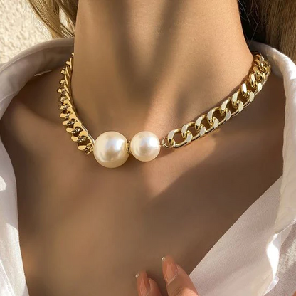 Elegante dubbele parelketting