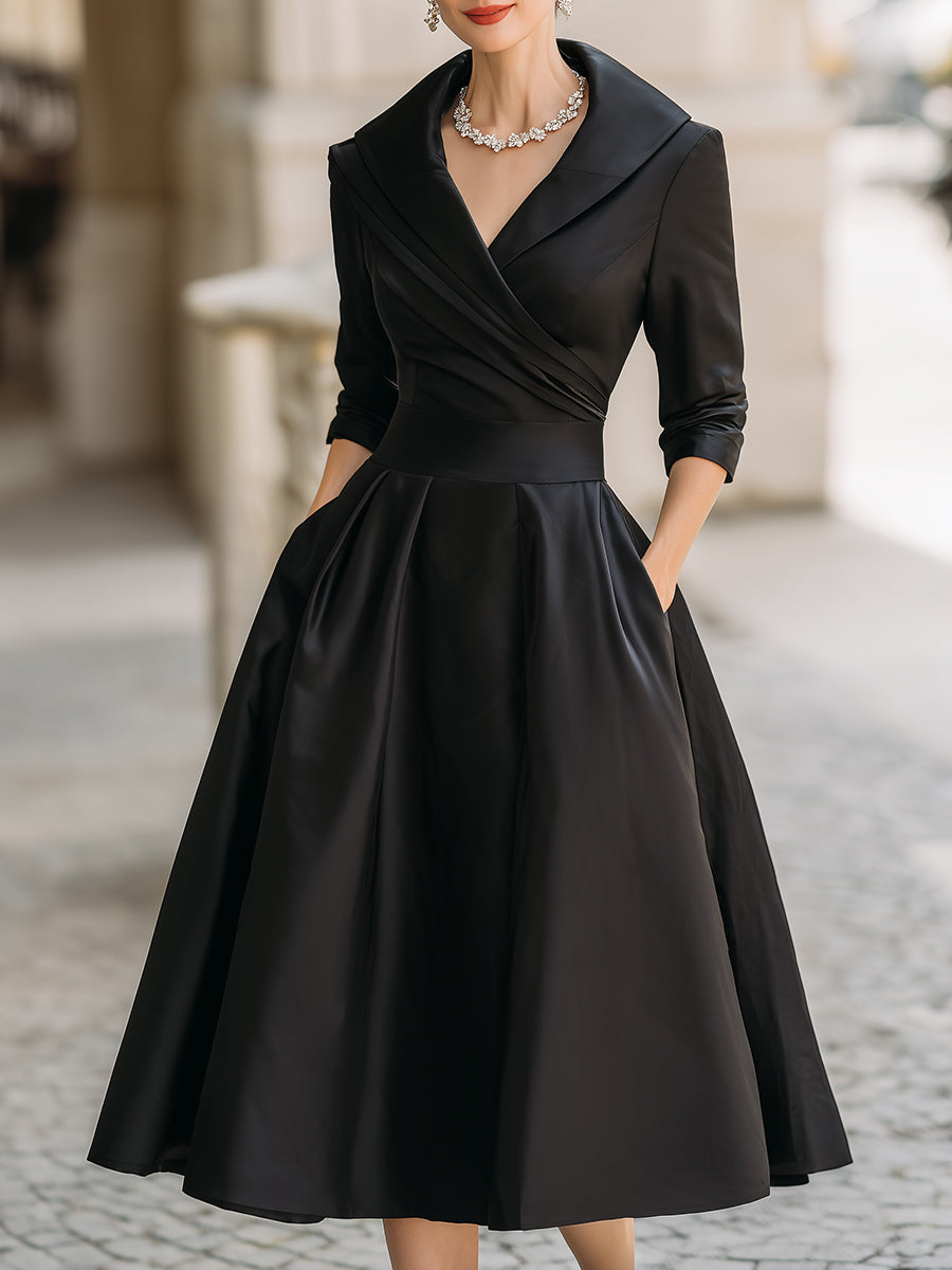 Midi Jurk met Overslagdetail