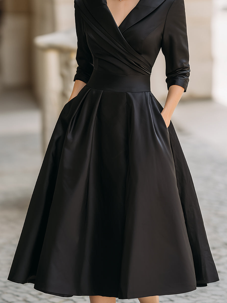 Midi Jurk met Overslagdetail