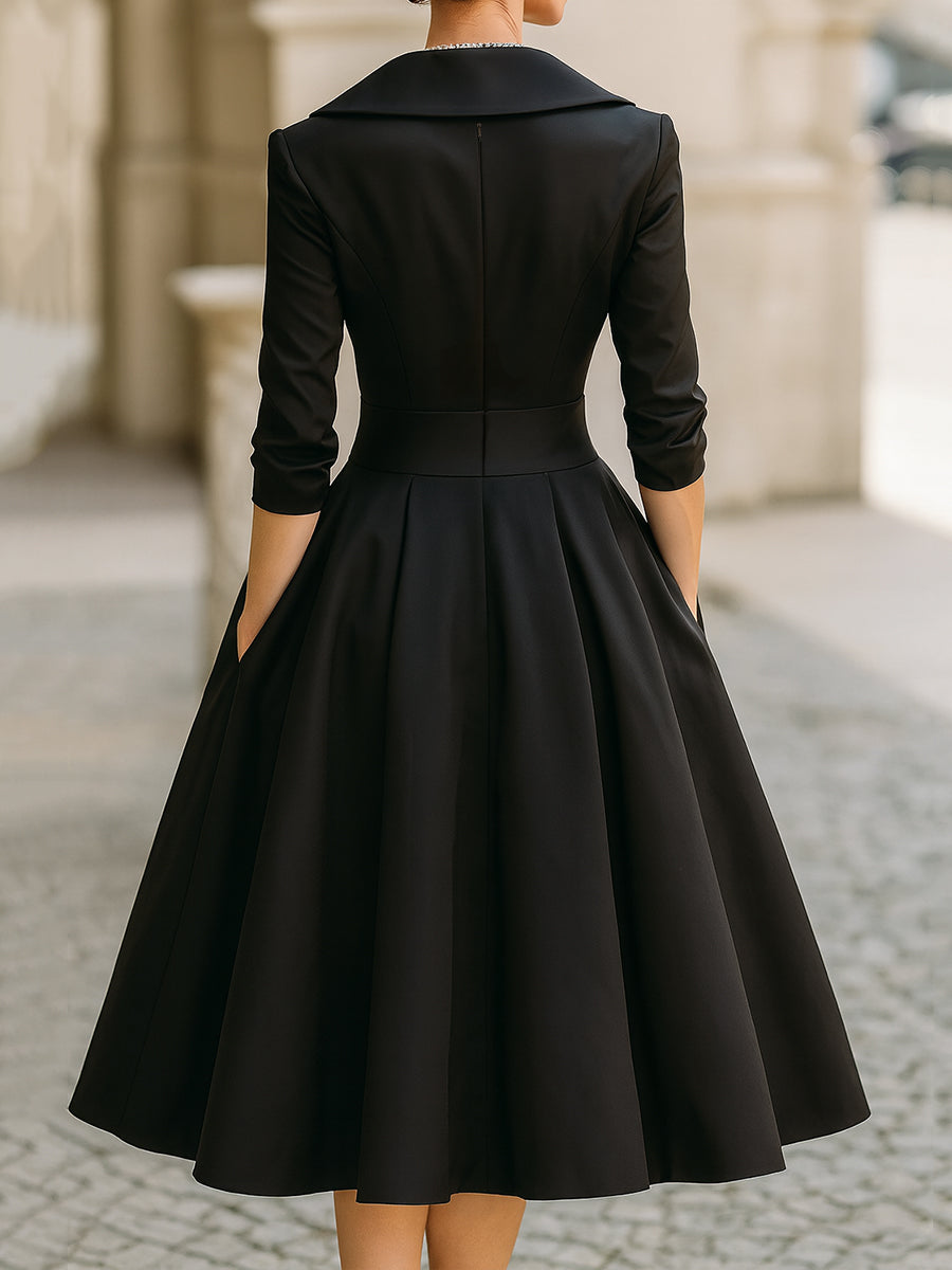 Midi Jurk met Overslagdetail
