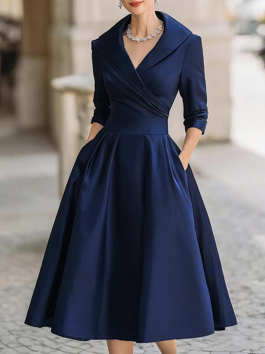 Midi Jurk met Overslagdetail