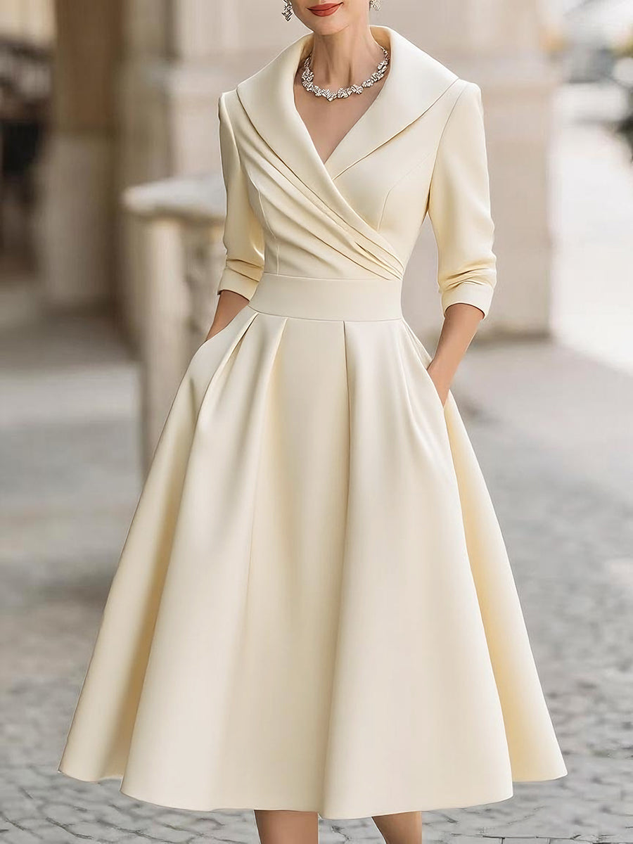 Midi Jurk met Overslagdetail