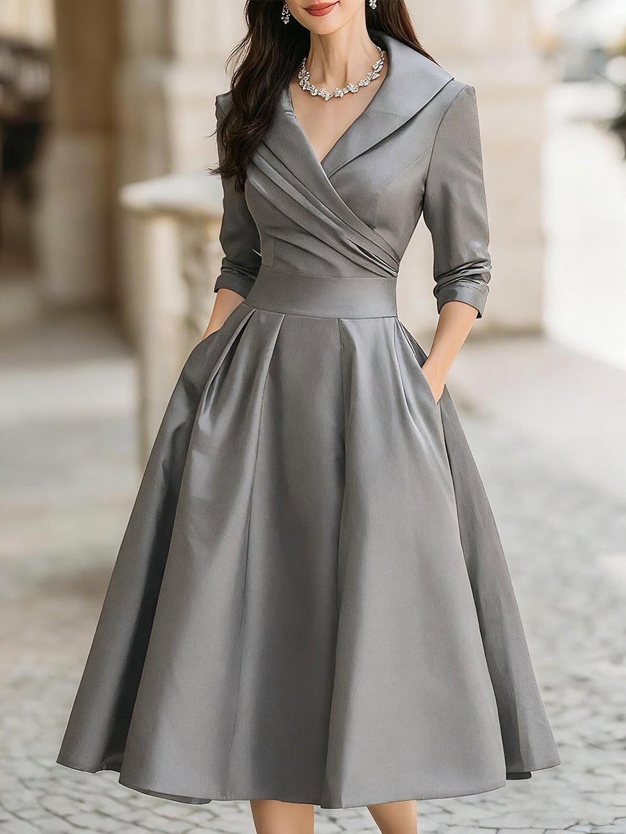 Midi Jurk met Overslagdetail
