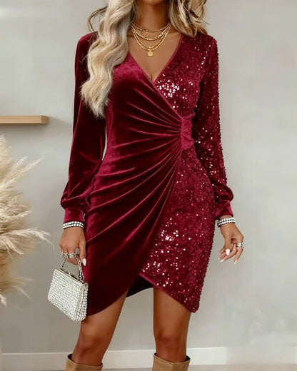 Mini Jurk met Overslag en Glitterdetail