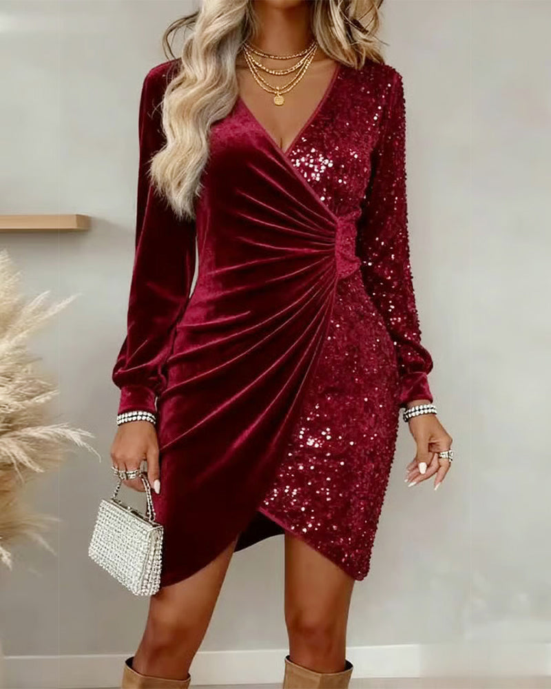 Mini Jurk met Overslag en Glitterdetail