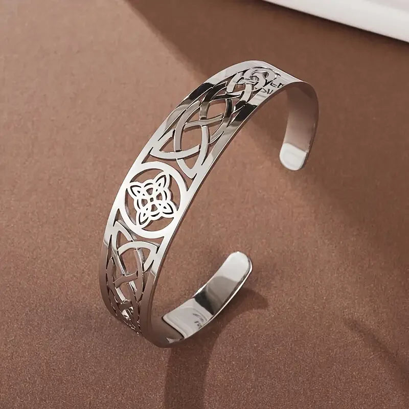 Exquisite open zilveren armband in witgoud
