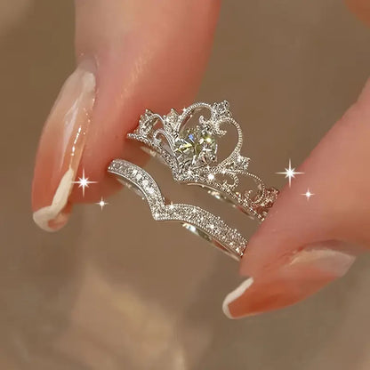 Glanzende kroonring in zilver | Witgoud