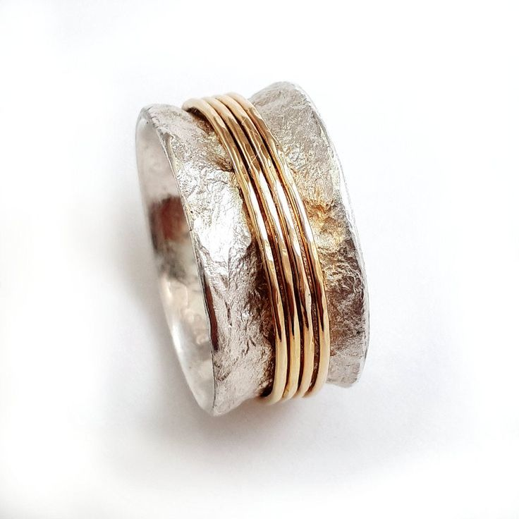 Gouden draadring in vintage zilver