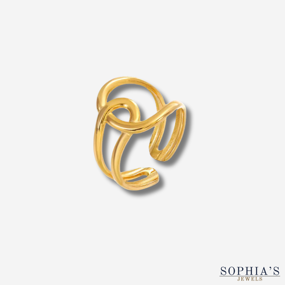 Gouden moderne ring met onregelmatige cirkels