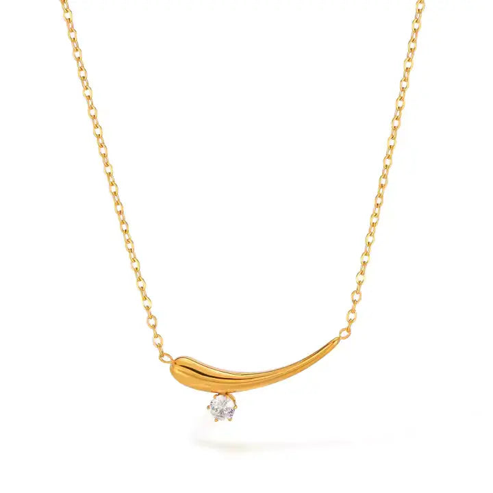 Gouden zirkonia kraagketting