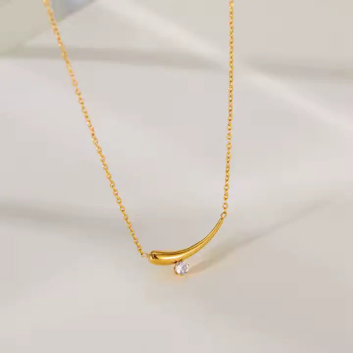 Gouden zirkonia kraagketting