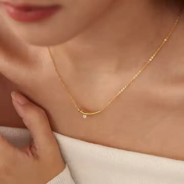 Gouden zirkonia kraagketting